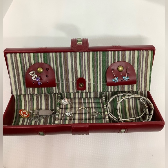 Tube Style Red Jewellery Roll Travel Case - Picture 12 of 16